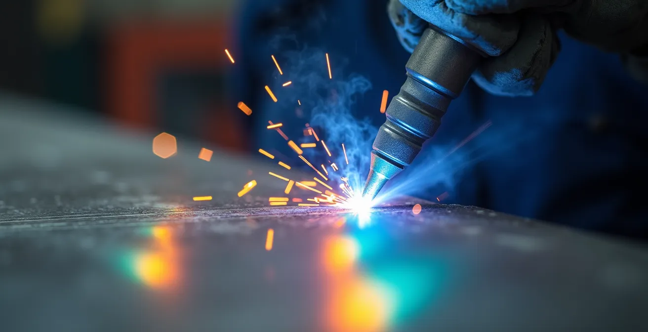 Détail macro d'une soudure TIG parfaite montrant la précision technique