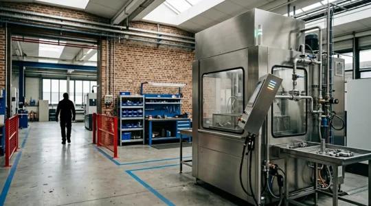 Machine de lavage industriel par aspersion avec compartiment ultrasonique pour pièces métalliques