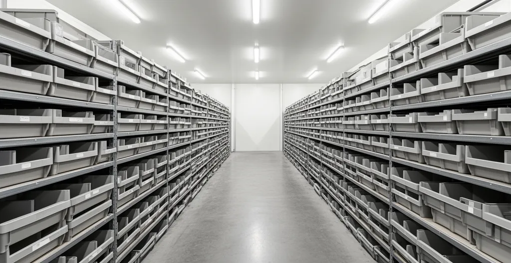 Zone de stockage organisée de pièces détachées semiconducteur