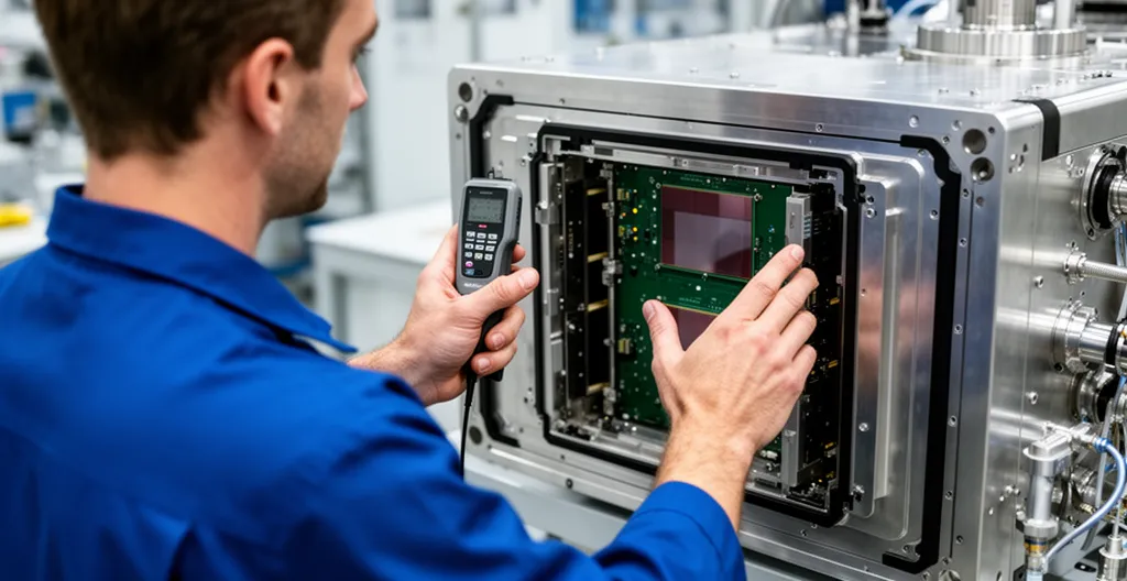 Technicien analysant module équipement KLA semiconducteur