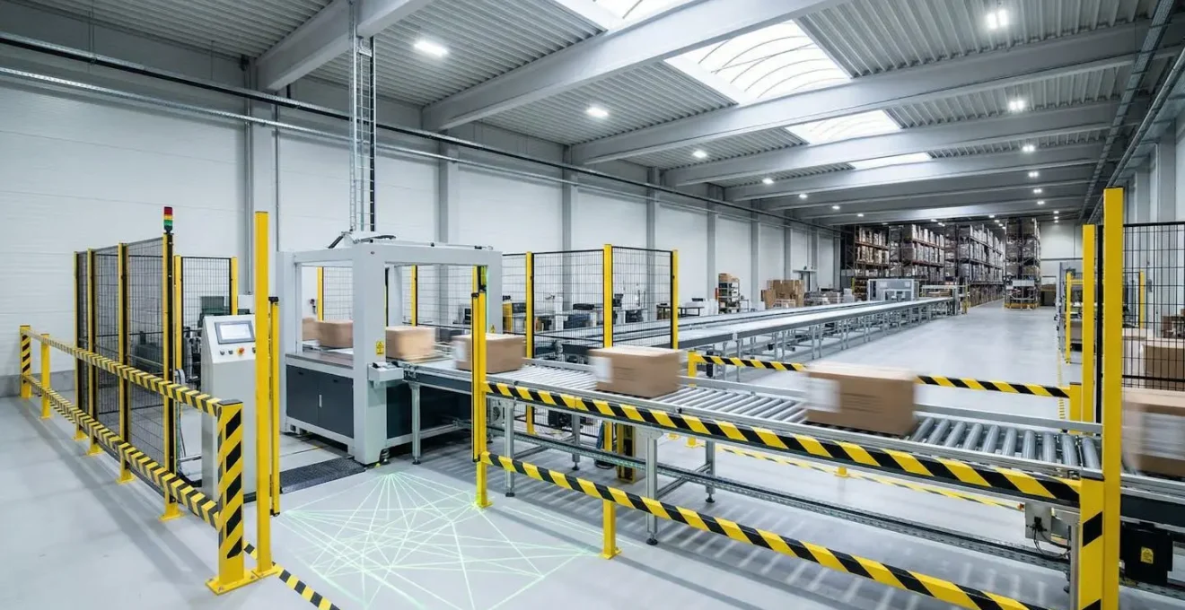 Vue d'ensemble d'une ligne de production avec système de bardage automatique intégré