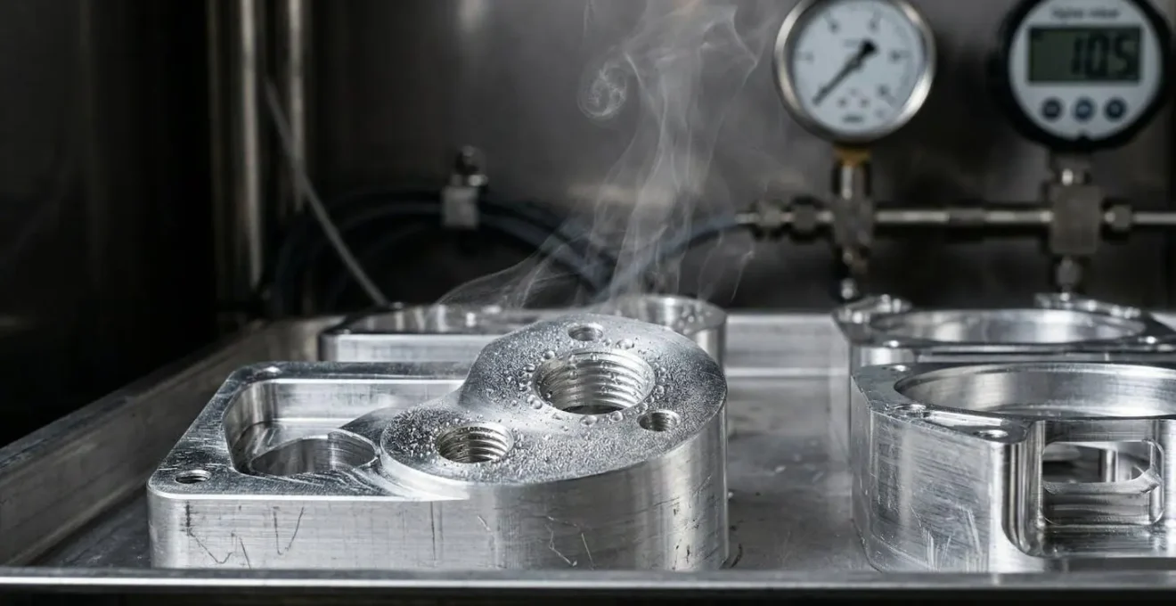 Chambre de séchage sous vide avec pièces mécaniques complexes en cours de traitement